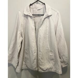 Vintage Charter Club Oatmeal Linen Shacket Open Front Lightweight Size XL